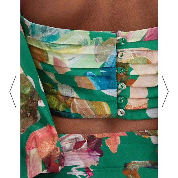 Alémais Arlo NWT Printed Off-the-Shoulder Silk Top Forrest - Picture 3 of 14